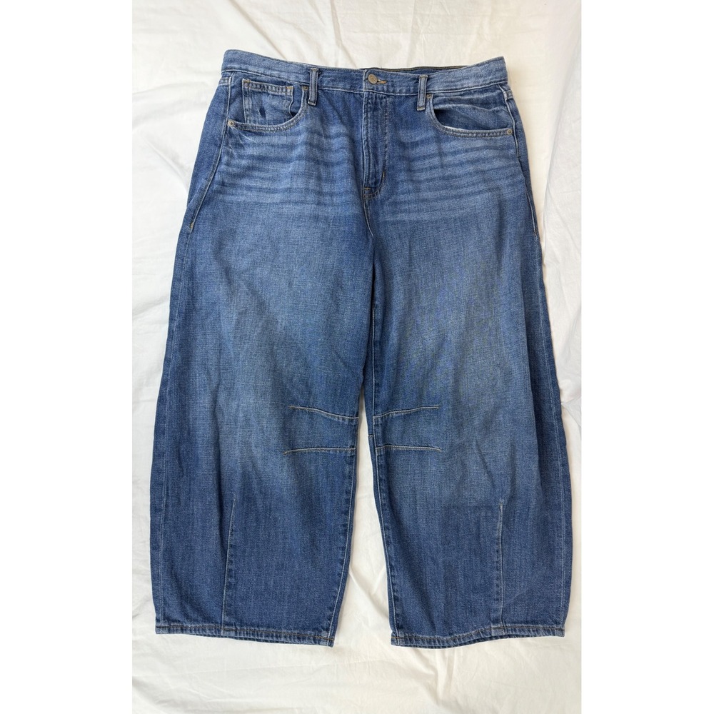 GAP Women's High Rise Horseshoe Barrel Jeans Size 14/32R Cropped Medium Wash